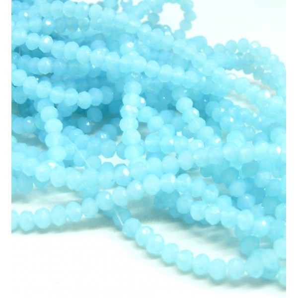 1 fil d'environ 139 perles Rondelles Verre Facettée Bleu Clair 4 par 3mm I033 Couleur 15 - Photo n°1
