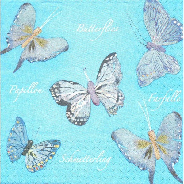4 Serviettes en papier Papillons Format Lunch 3215-6037 Twentyfive Decoupage Decopatch - Photo n°1