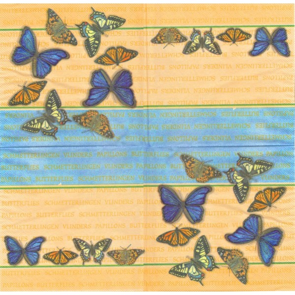 4 Serviettes en papier Papillons Format Lunch Decoupage Decopatch 5515 Molca - Photo n°1