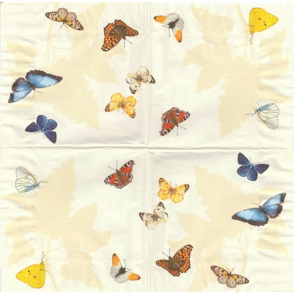 4 Serviettes en papier Papillons Format Lunch Decoupage Decopatch 13305220 Ambiente - Photo n°1