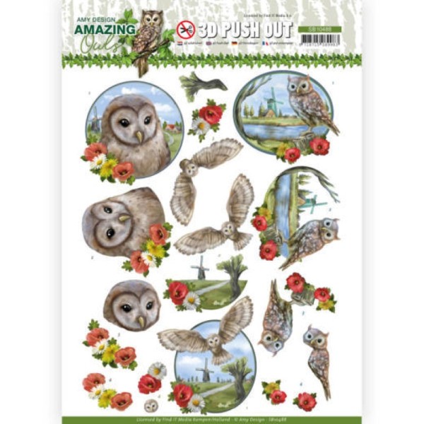 Carte 3D prédéc. - SB10488 - Amazing Owls - Chouettes dans la prairie - Photo n°1