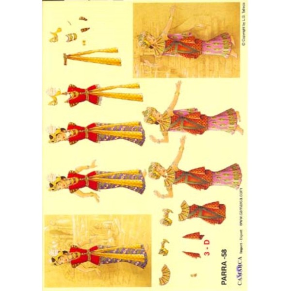Carte 3D à découper - PARRA 58 - 2 danseuses indiennes - Photo n°1