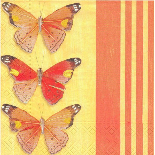 4 Serviettes en papier Trois Papillons Format Lunch Decoupage Decopatch 20550 Paper+Design - Photo n°1