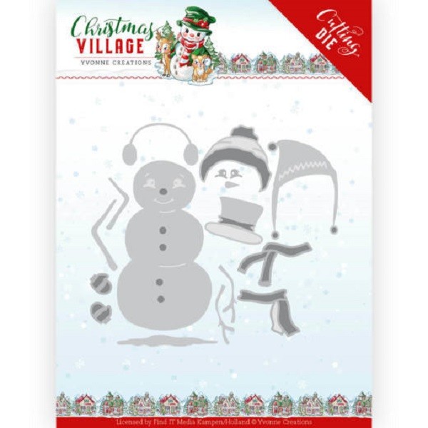Matrice de découpe Yvonne Creations Christmas Village - Build up Snowman - Photo n°1