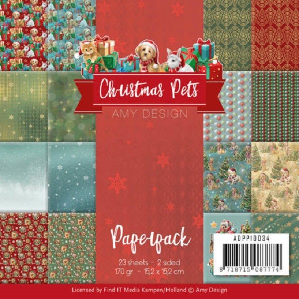 Papier scrapbooking Amy Design Christmas Pets- 15X15 - 23 feuilles - Photo n°1