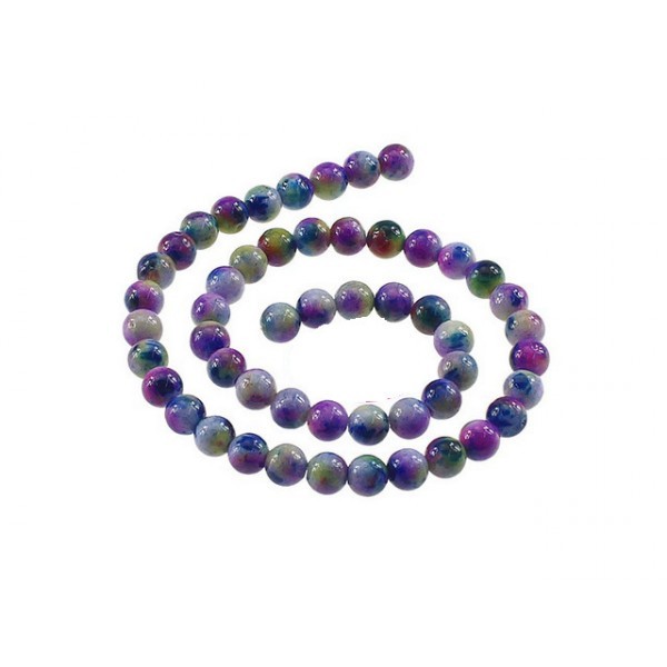 50 Perles De Jade 8mm Arc En Ciel Tons Violets - Photo n°1
