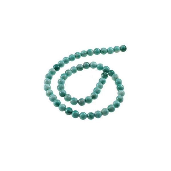 50 Perles De Jade 8mm Cyan Vert - Photo n°1