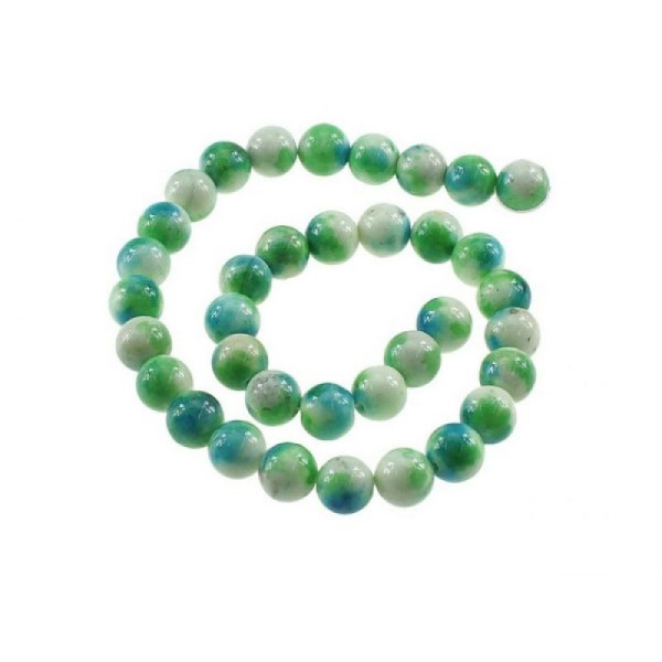 35 Perles De Jade 12mm Dégradé Bleu Vert - Photo n°1