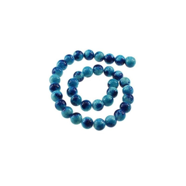 35 Perles De Jade 12mm Bleu Et Bleu Foncé - Photo n°1