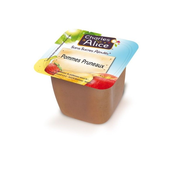 Charles & Alice - Pommes Pruneaux Sans sucres ajoutés 120 coupelles de 100g - Photo n°1