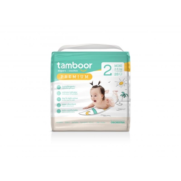 Couches Tamboor Premium T2 - 3 à 6kg - paquet de 28 couches - Photo n°1