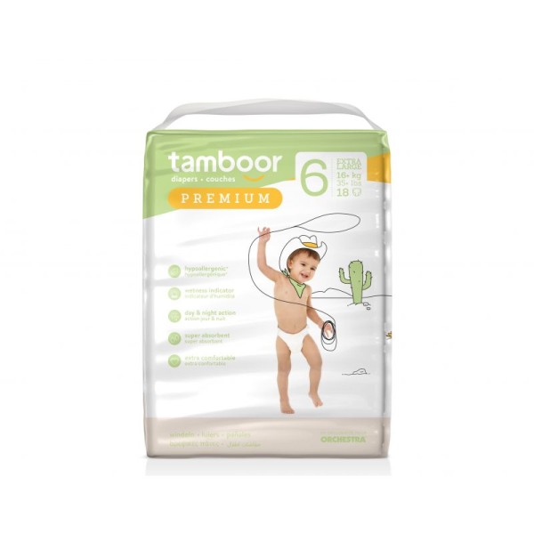 Couches Tamboor Premium T6 - +16kg - paquet de 18 couches - Photo n°1