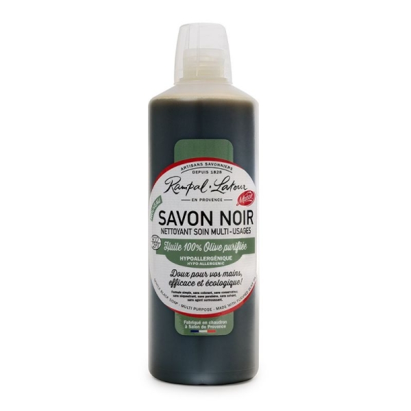 Savon noir hypoallergénique, à l'huile d'olive, bouteille de 1 L, certifié ECOCERT - Photo n°1