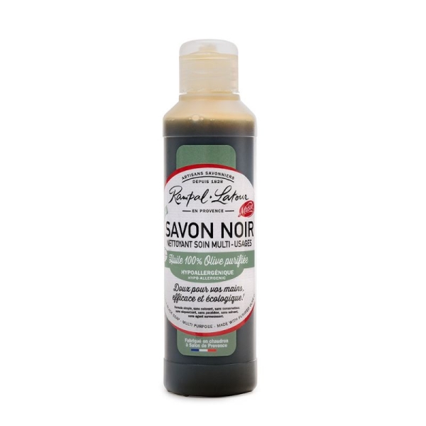 Savon noir hypoallergénique, à l'huile d'olive, bouteille de 250ml, certifié ECOCERT - Photo n°1
