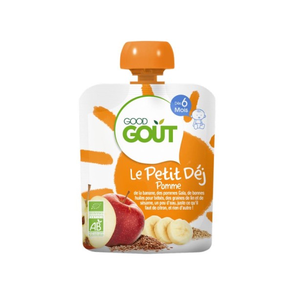 Good Goût - Petit déj pomme - Dès 6 mois - lot de 10 gourdes de 70g - Photo n°1