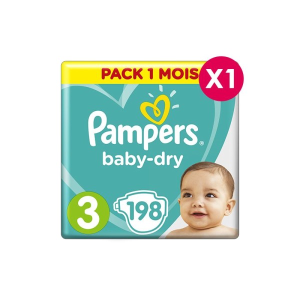 Couches Pampers Babydry Taille 3 - pack 1 mois - Photo n°1