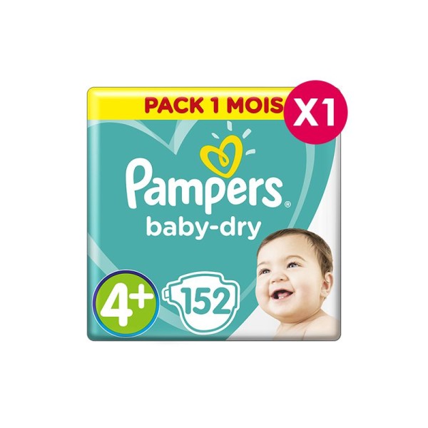 Couches Pampers Babydry Taille 4+ - pack 1 mois - Photo n°1