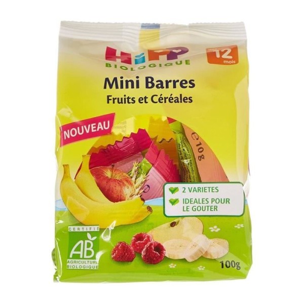 Mon Goûter Plaisir Mini barres Fruits et Céréales (Dès 12 mois) - 7 sachets - Hipp Biologique - Photo n°1
