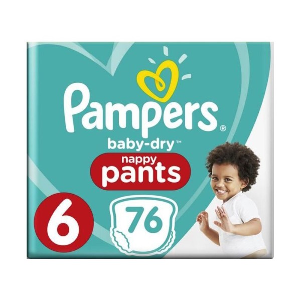 Pampers couches baby dry pants Taille 6 - 2 paquets de 76 couches - Photo n°1