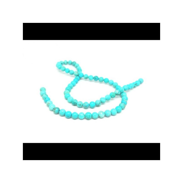 63 Perles Rondes Turquoise Naturelle 6mm - Photo n°1