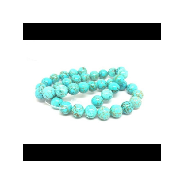 38 Perles Rondes Turquoise Naturelle 10mm - Photo n°1