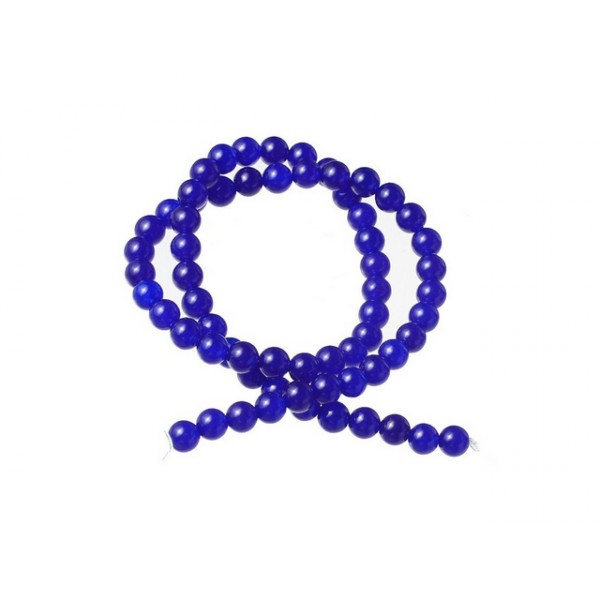 60 Perles D'agate Naturelle 6mm Couleur Bleu Foncé - Photo n°1