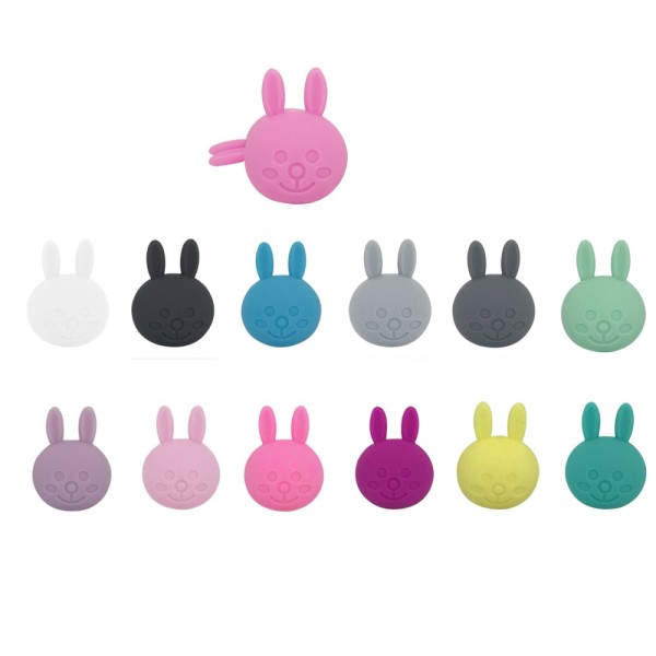Perle Silicone Lapin 31mm x 23mm Gris Clair,Creation bijoux - Photo n°2