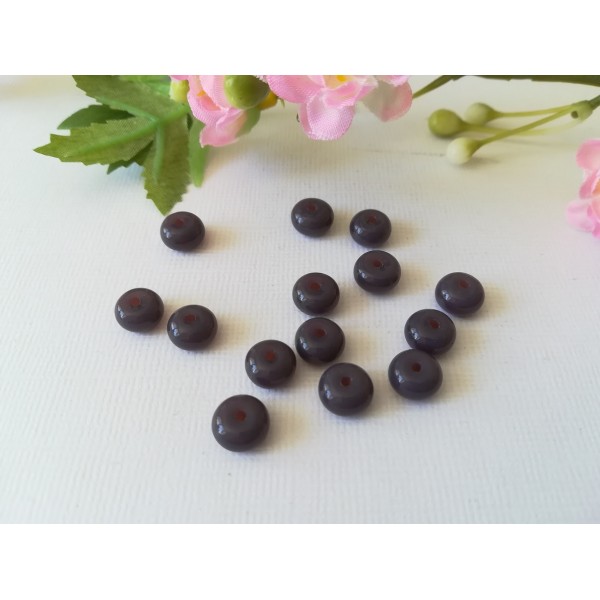 Perles en verre prune rondelle 7/8 mm x 25 - Photo n°1