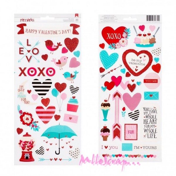 Stickers saint valentin American Crafts - 2 paquets - Photo n°1