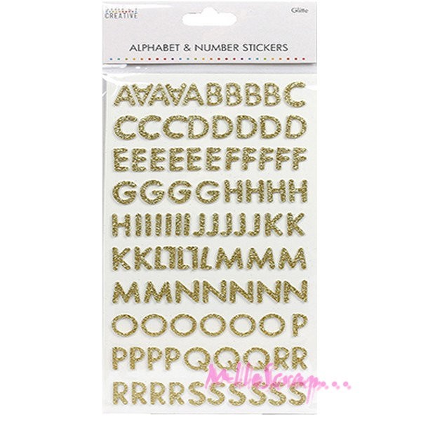 Stickers alphabets mousse Simply Creative doré - 200 lettres - Photo n°1