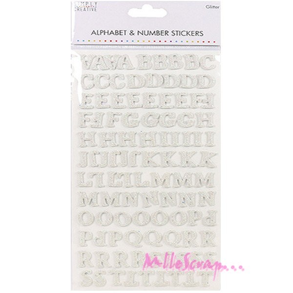 Stickers alphabets mousse Simply Creative blanc - 200 lettres - Photo n°1