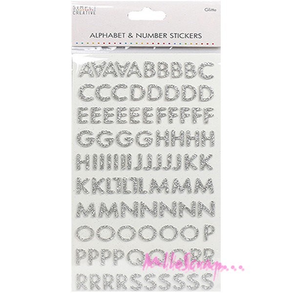 Stickers alphabets mousse Simply Creative argenté - 200 lettres - Photo n°1