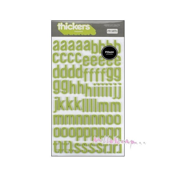 Stickers alpahbets mousse American Crafts vert - 160 lettres - Photo n°1
