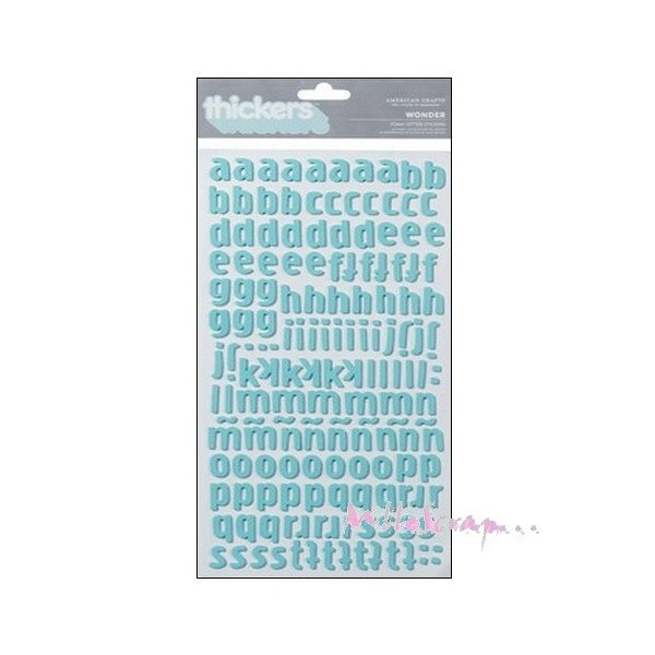 Stickers alphabets mousse American Crafts turquoise - 160 lettres - Photo n°1