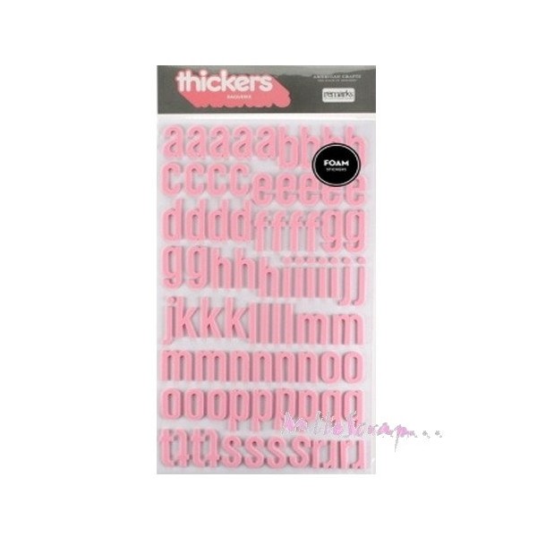 Stickers alphabet mousse American Crafts rose clair - 160 lettres - Photo n°1