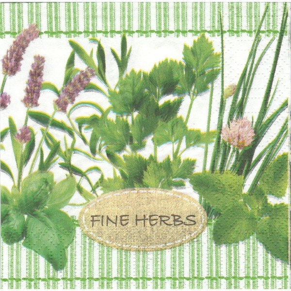 4 Serviettes en papier Fines herbes Format Cocktail Decoupage Decopatch 6416 PPD - Photo n°1