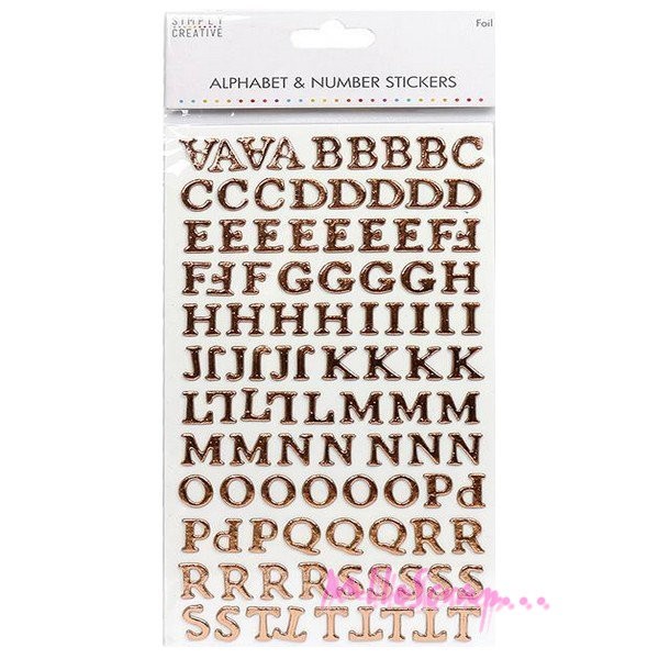 Stickers alphabet cartonné Simply Creative cuivre - 200 lettres - Photo n°1