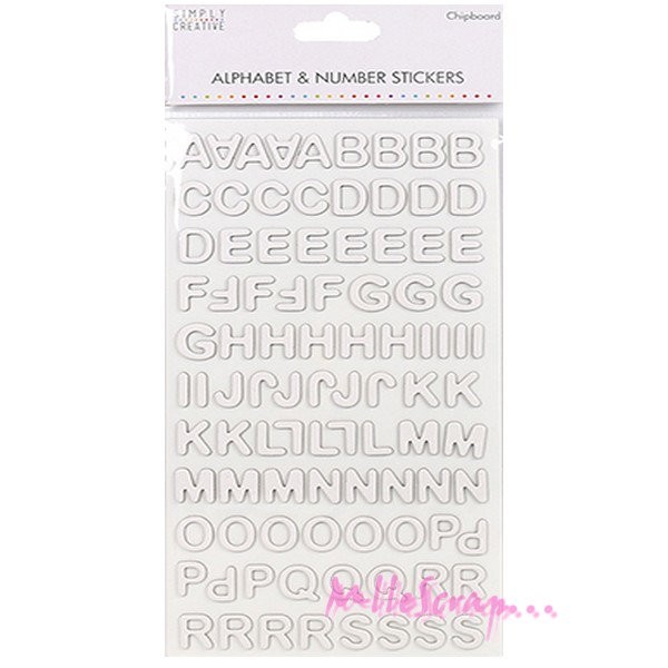 Stickers alphabet cartonné Simply Creative blanc - 200 lettres - Photo n°1