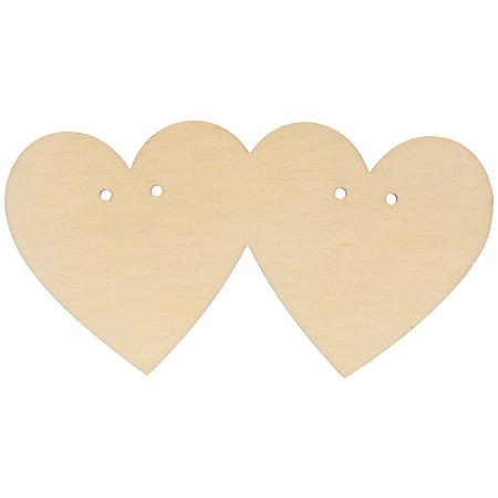 Porte alliances en bois à décorer - Coeur double - 10 x 19 cm - 1pce