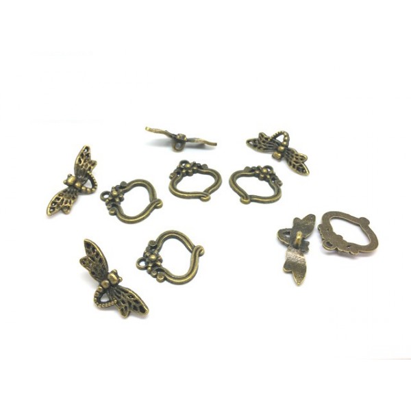 30 Sets Fermoirs Toggles Libellule Bronze - Photo n°1