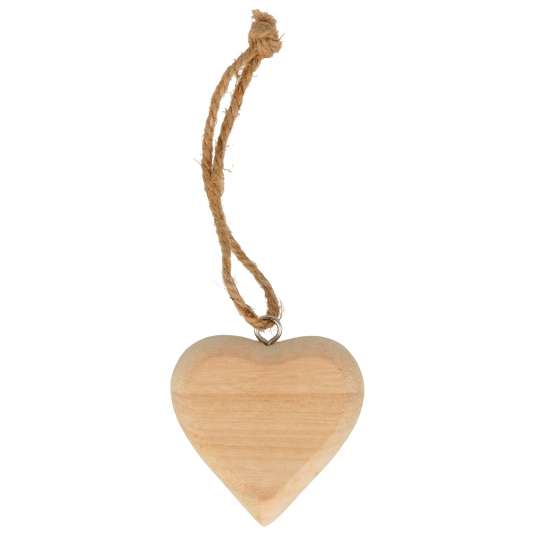 Coeurs en bois à suspendre - 6 x 5,5 cm - 6 pcs - Photo n°1
