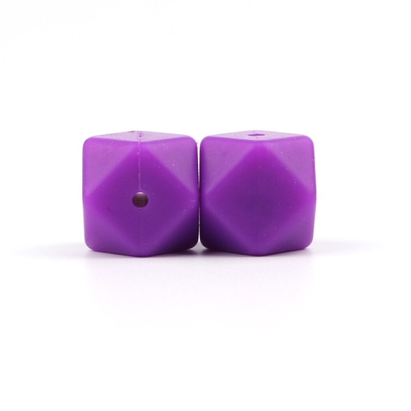 Perle Silicone Hexagone Violet 17mm ,Creation bijoux - Photo n°1