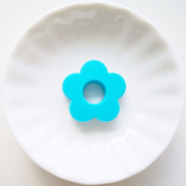 Perle Silicone Fleur Bleu 27mm  Creation bijoux - Photo n°1