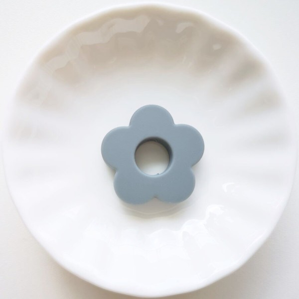 Perle Silicone Fleur Gris 27mm, Creation bijoux - Photo n°1