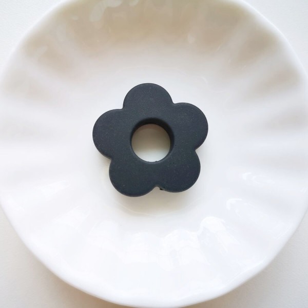 Perle Silicone Fleur Noir 27mm, Creation bijoux - Photo n°1