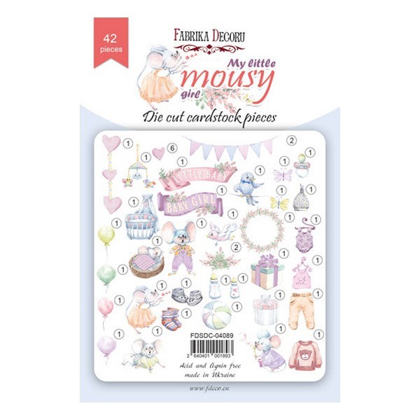 Die cuts scrapbooking Fabrika Décoru 42 pièces MY LITTLE MOUSY GIRL 089 - Photo n°2
