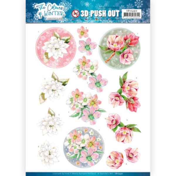 Carte 3D prédéc. - SB10490 - Colours of winter - Fleurs roses - Photo n°1