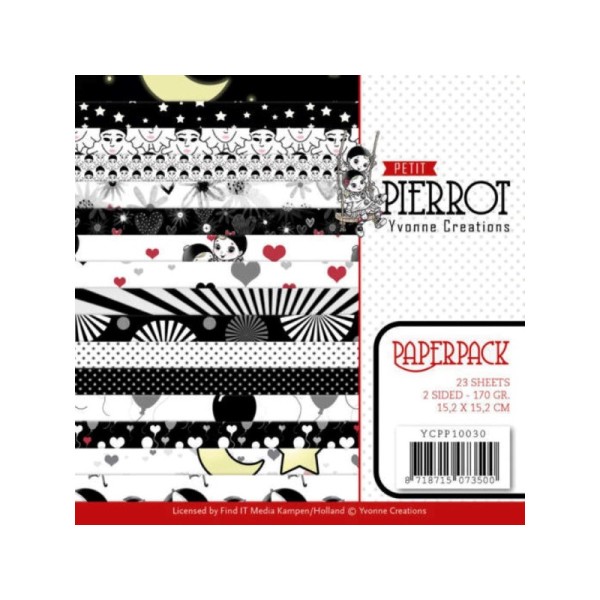 Bloc de papier - Yvonne Créations - Petit Pierrot 15 x 15 cm - Photo n°1