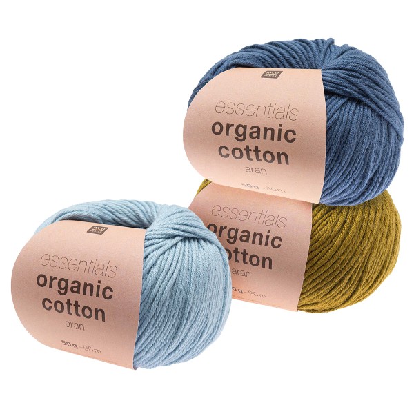 Fil à tricoter Rico Design - Essentials Organic Cotton Aran - Plusieurs Coloris - 90 m - 50 g - Photo n°1