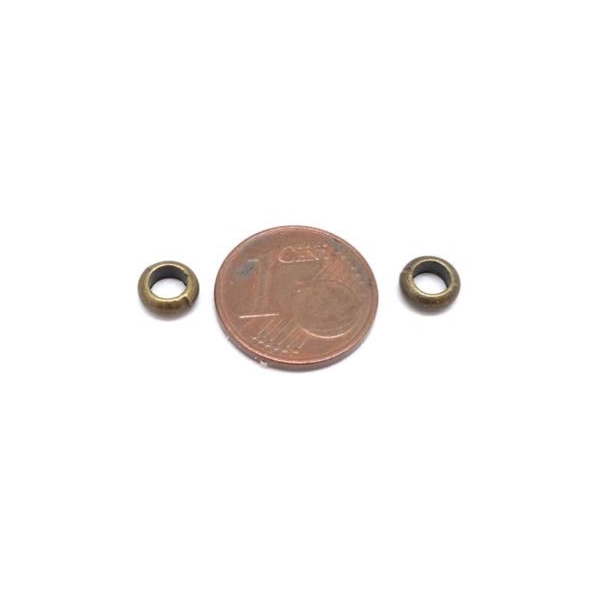 50 Perles Rondelle Fine 6mm En Métal Bronze Pour Cordon 3,5mm - Photo n°2
